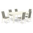 Pemberly Row 7-Piece Dining Set Rubberwood Linen White Upholstery