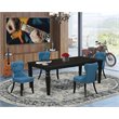 Pemberly Row 5-Piece Rectangular Wood Dining Set in Black and Mineral Blue