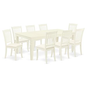 Pemberly Row 9-Piece Dining Set with Linen Upholstered Seats in White