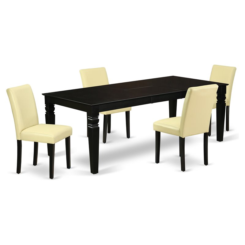 Pemberly Row 5-Piece Dining Set in Wood Black and Eggnog Finish