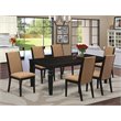 Pemberly Row 7-Piece Wood Dining Table Set in Black and Shitake