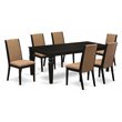 Pemberly Row 7-Piece Wood Dining Table Set in Black and Shitake