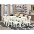 Pemberly Row 9-Piece Dining Set with Wood Seat in Linen White