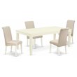 Pemberly Row 5-Piece Upholstered Dining Set in Linen White/Cream