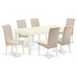 Pemberly Row 7-Piece Upholstered Dining Set in Linen White/Cream