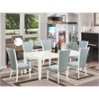 Pemberly Row 7-Piece Dining Set with Linen Seats in White Finish