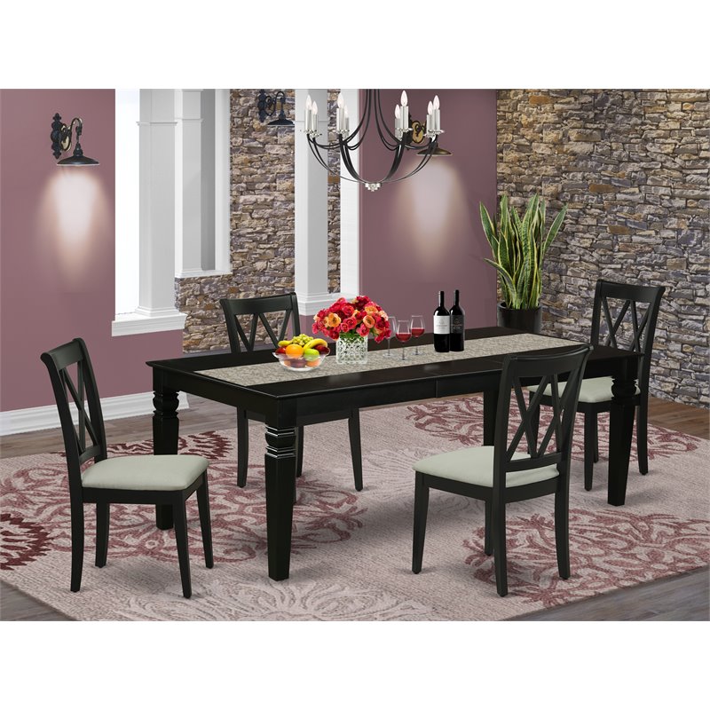 Pemberly Row 5-Piece Rubberwood Dining Set with X-Back Chairs in Black