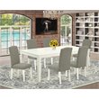 Pemberly Row 7-Piece Wood Dining Set in Linen White and Dark Shitake