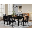 Pemberly Row 7-Piece Dining Set in Black Finish with Rubberwood