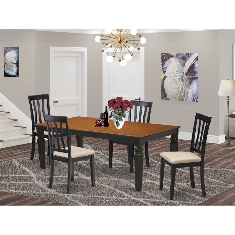 Pemberly Row 5-Piece Wood Kitchen Dining Set in Black and Cherry Finish