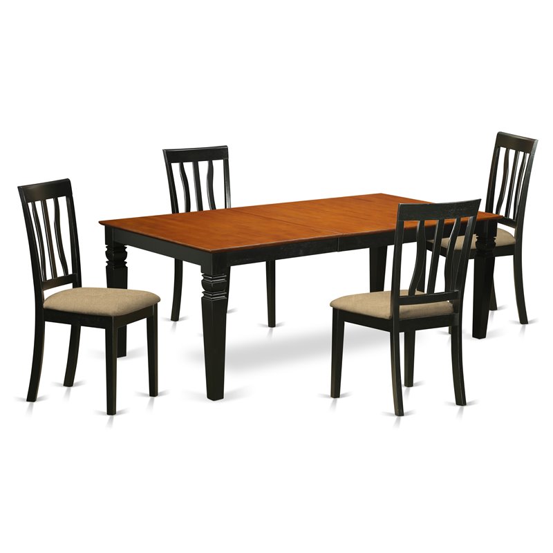Pemberly Row 5-Piece Wood Kitchen Dining Set in Black and Cherry Finish