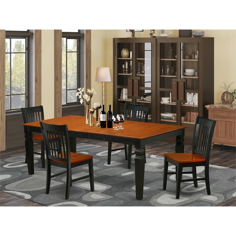 Pemberly Row 5-Piece Wood Dining Set with Wood Chairs in Black and Cherry