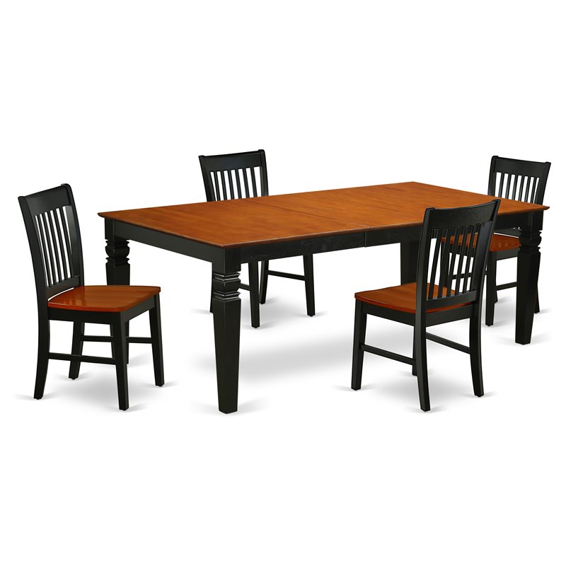 Pemberly Row 5-Piece Wood Dining Set with Wood Chairs in Black and Cherry