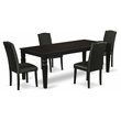 Pemberly Row 5-Piece Wood Dining Set with Parson Chairs in Black Finish