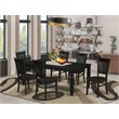 Pemberly Row 7-Piece Traditional Dining Set with Slatted Chairs in Black