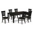 Pemberly Row 7-Piece Traditional Dining Set with Slatted Chairs in Black
