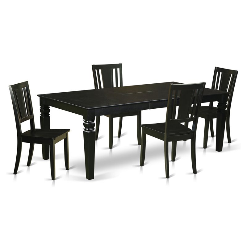 Pemberly Row 5-Piece Wood Dining Set with Self-Storing Black Table