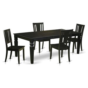 Pemberly Row 5-Piece Wood Dining Set with Self-Storing Black Table
