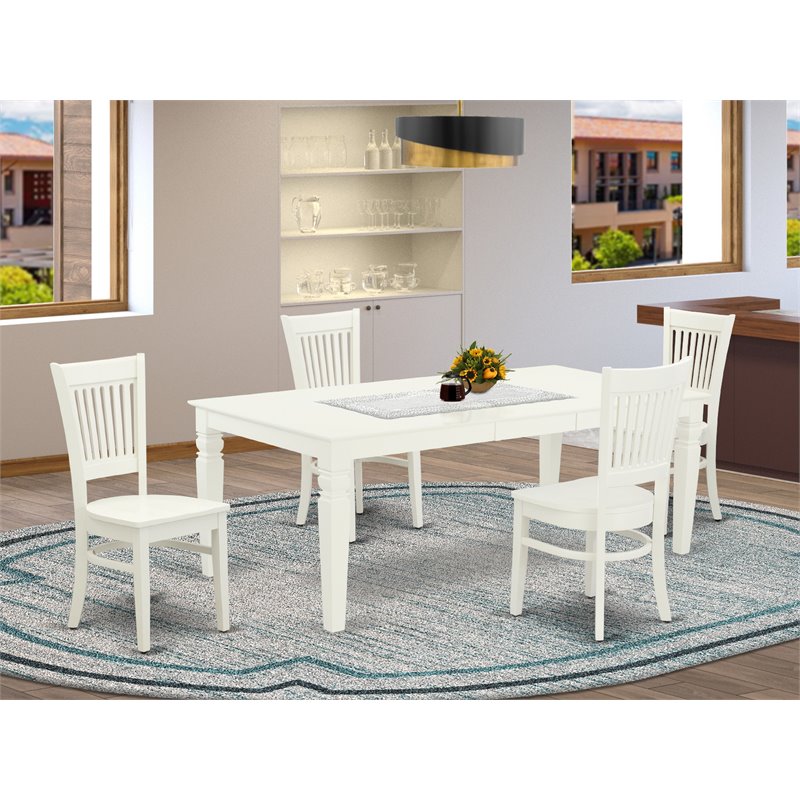 Pemberly Row 5-Piece Wood Dining Set with Chairs in Linen White