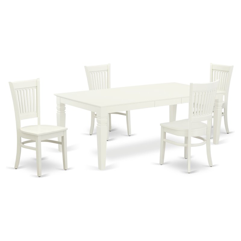 Pemberly Row 5-Piece Wood Dining Set with Chairs in Linen White