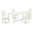 Pemberly Row 5-Piece Wood Dining Set with Chairs in Linen White