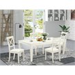 Pemberly Row 5-Piece Wood Dining Set with Faux Leather Seats in Linen White
