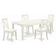 Pemberly Row 5-Piece Wood Dining Set with Faux Leather Seats in Linen White
