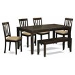 Pemberly Row 6-Piece Wooden Dining Set with Bench in Cappuccino Finish