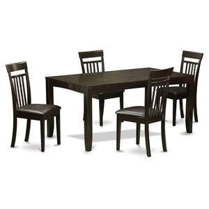Pemberly Row 5-Piece Kitchen Set with Faux Leather Chairs in Cappuccino