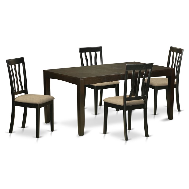 Pemberly Row 5-Piece Rubberwood Dining Set in Cappuccino Finish