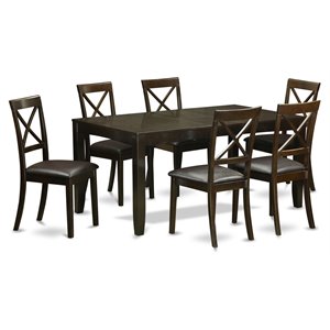 Pemberly Row 7-Piece Dining Table Set with Chairs in Cappuccino Finish