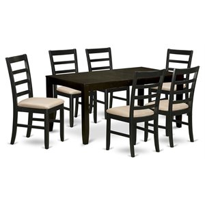 Pemberly Row 7-Piece Wood Dining Set with Ladder-Back Chairs in Cappuccino