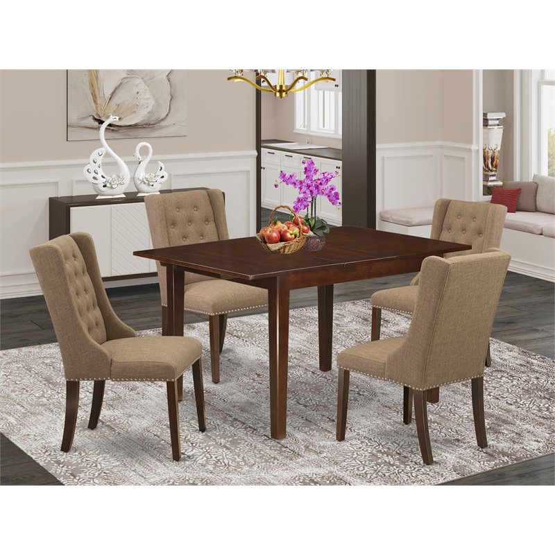 Pemberly Row 5-Piece Wood Dining Set in Mahogany/Light Sable