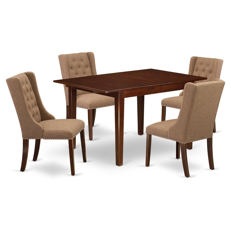 Pemberly Row 5-Piece Wood Dining Set in Mahogany/Light Sable