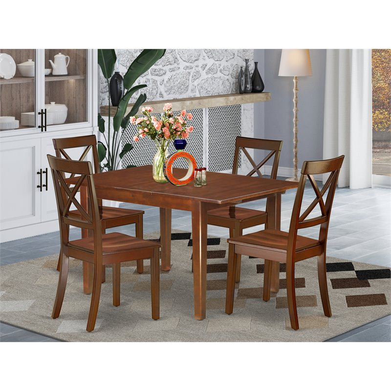 Pemberly Row 5-Piece Wood Dining Set with Rectangular Table in Mahogany