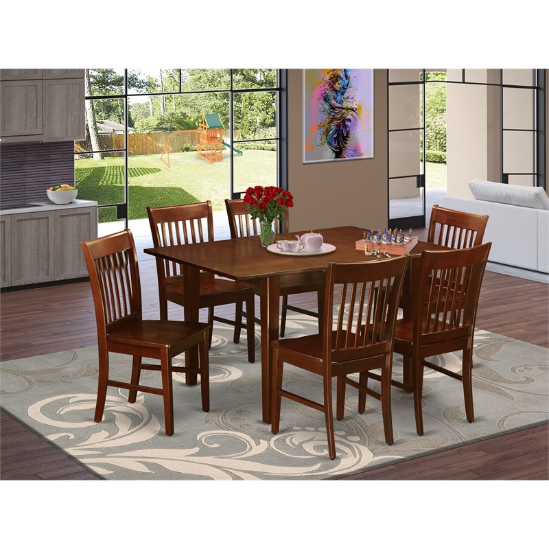 Pemberly Row 7-Piece Wood Dining Table Set with Chairs in Mahogany