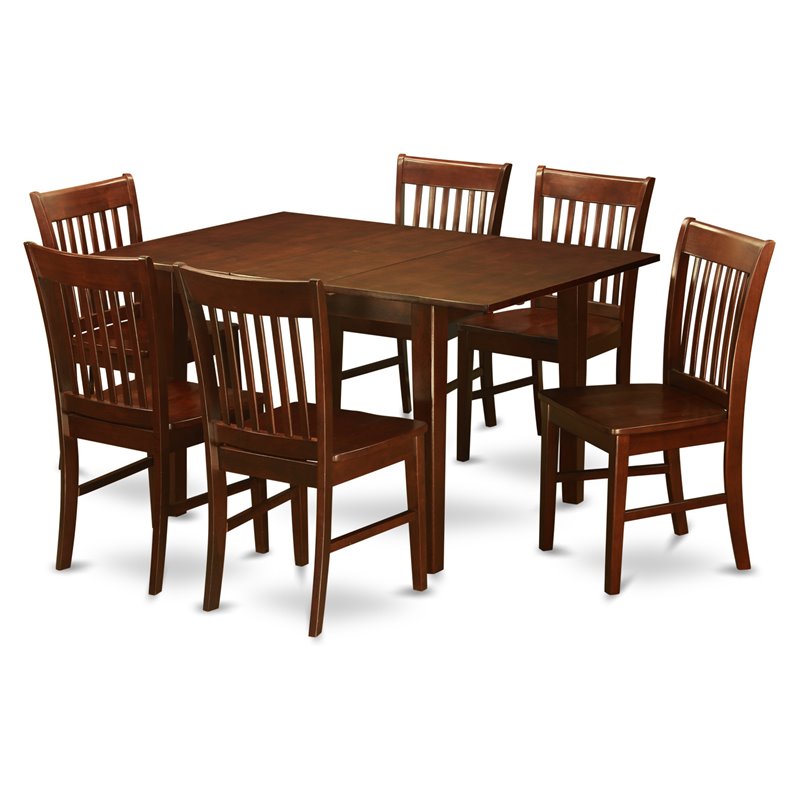 Pemberly Row 7-Piece Wood Dining Table Set with Chairs in Mahogany