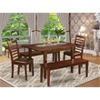 Pemberly Row 5-Piece Dining Set with Wood Table & Benches in Mahogany