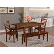 Pemberly Row 5-Piece Wood Dining Set with Table & Benches in Mahogany