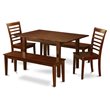 Pemberly Row 5-Piece Wood Dining Set with Table & Benches in Mahogany