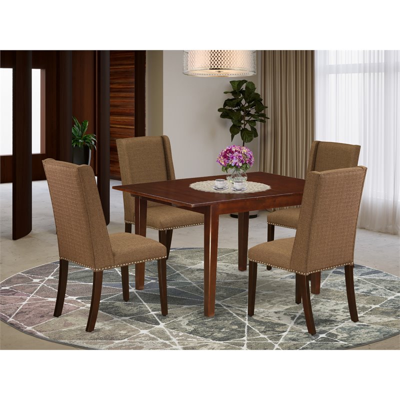 Pemberly Row 5-Piece Wood Dining Table and Chair Set with Upholstered Seats