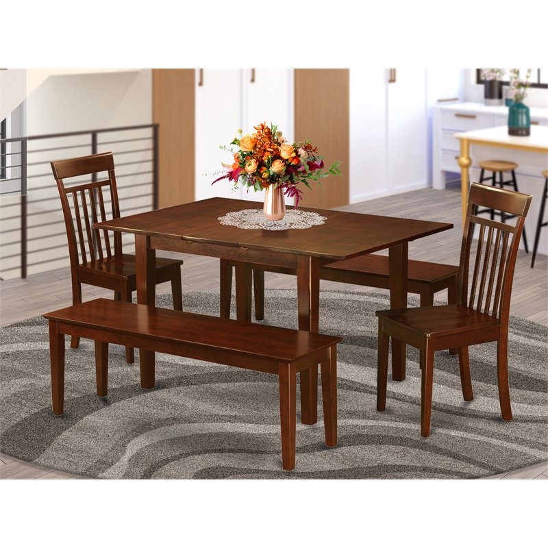 Pemberly Row 5-Piece Wood Dinette Table Set with Leaf in Mahogany