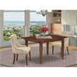 Pemberly Row Wood 3-Piece Dining Set in Mahogany and Doeskin Finish