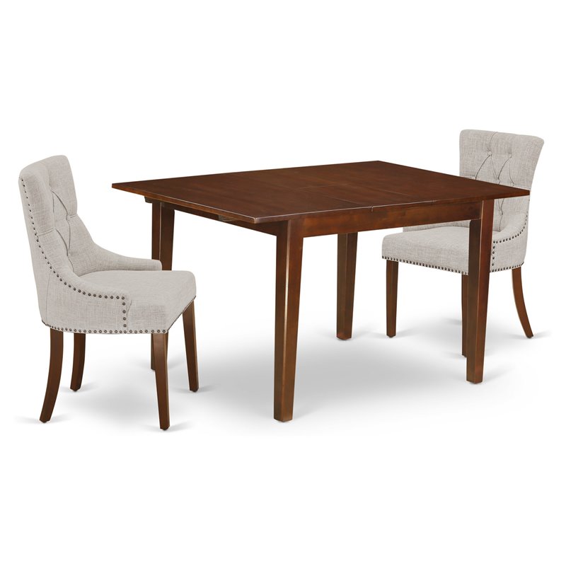 Pemberly Row Wood 3-Piece Dining Set in Mahogany and Doeskin Finish