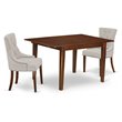 Pemberly Row Wood 3-Piece Dining Set in Mahogany and Doeskin Finish