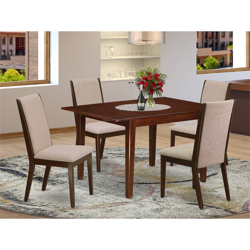 Pemberly Row 5-Piece Wood Dining Table Set with Mahogany Finish