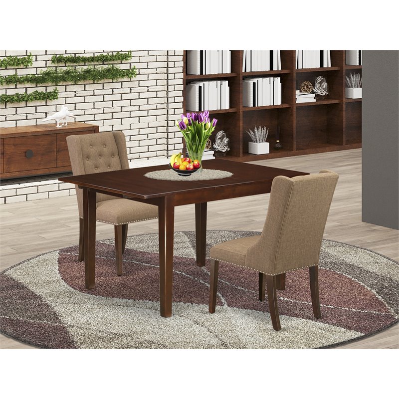 Pemberly Row 3-Piece Wood Dining Set in Mahogany and Light Sable Finish