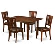 Pemberly Row 5-Piece Mahogany Dining Table Set with Faux Leather Chairs