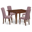 Pemberly Row 5-Piece Wood Dining Set with Parson Chairs in Mahogany