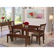 Pemberly Row 5-Piece Dining Table Set with Mahogany Finish and Benches